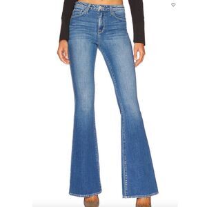 L'AGENCE Blue Flare Wide Leg Jeans with High-Rise Waist